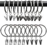 100 Pezzi di Anelli per Tende 38 mm - Anelli Metallici con Viti in Argento per Tende Pesanti (Acciaio Inox, Inclusi Clip di Montaggio)