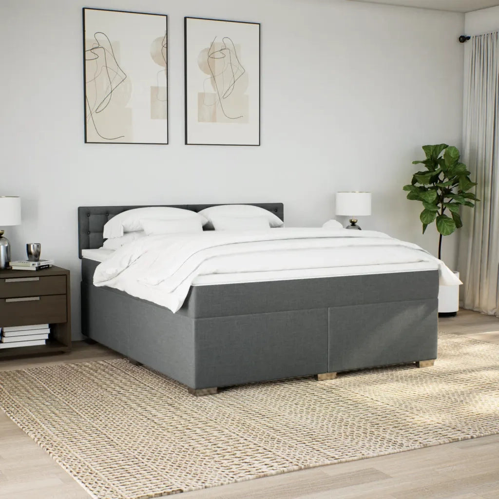 Giroletto a Molle con Materasso Grigio Scuro 180x200 cm Tessuto 3288282