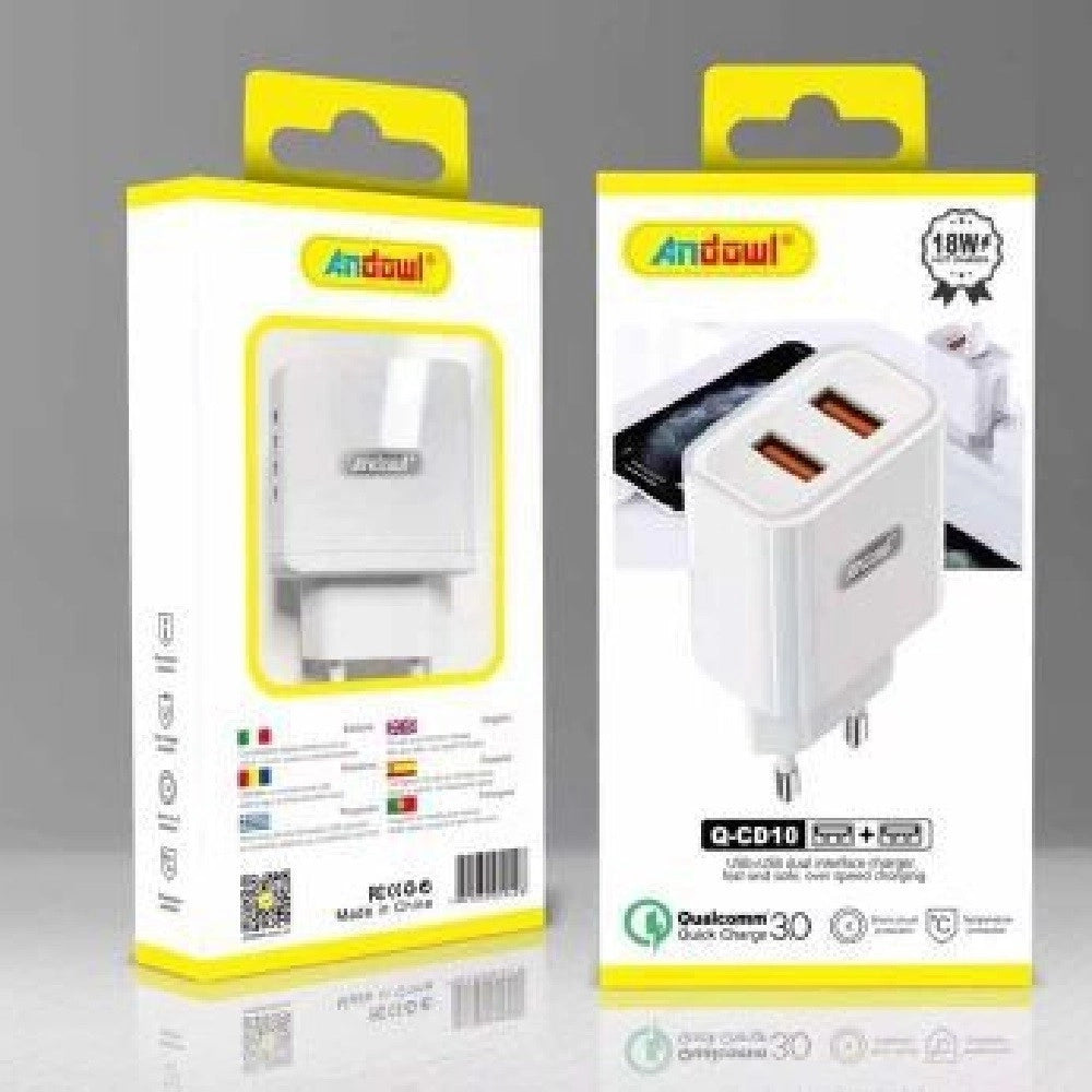 Trade Shop - Caricatore Alimentatore Caricabatterie 18w 5v-4,8a Con Doppia Entrata Usb Q-cd10 -