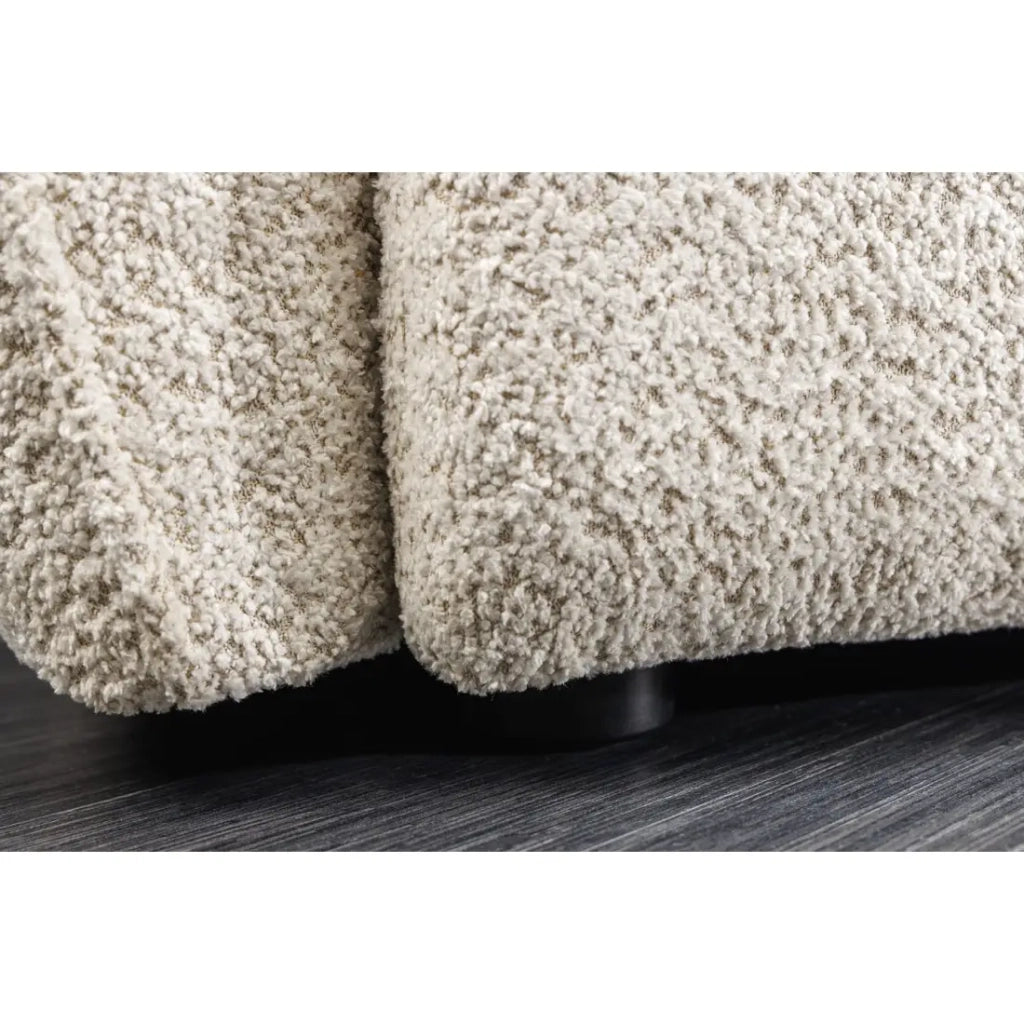 Divano + pouf IMPERIA bianco champagne – Divano modulabile in tessuto bouclé