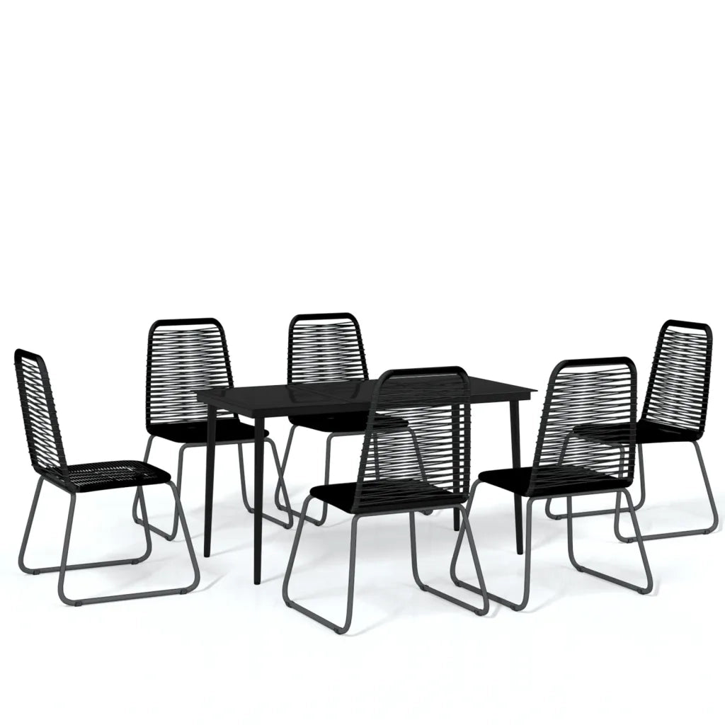 Set Mobili da Pranzo per Giardino 7 pz Nero cod mxl 41197