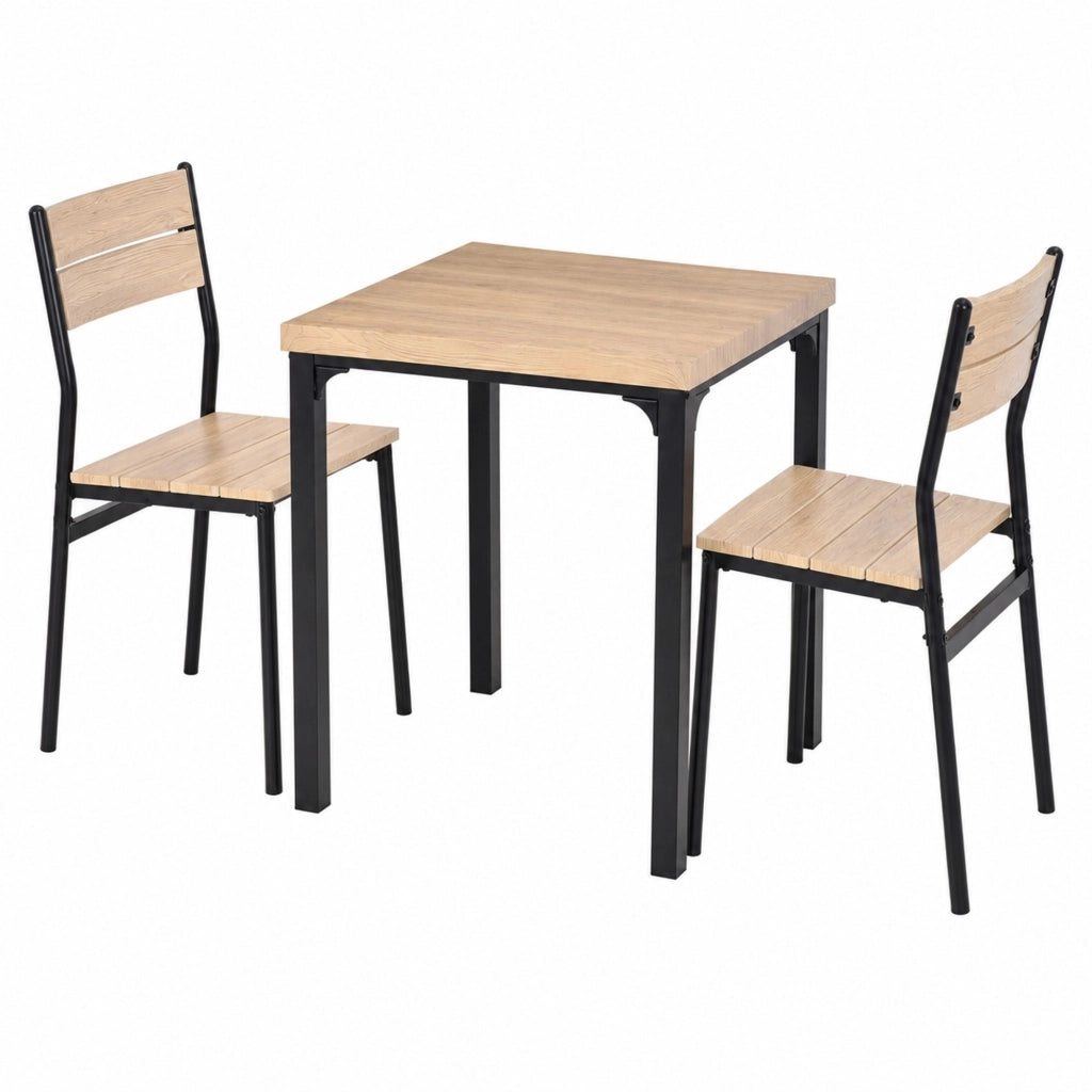 Set tavolo e sedie in stile rustico naturale e nero