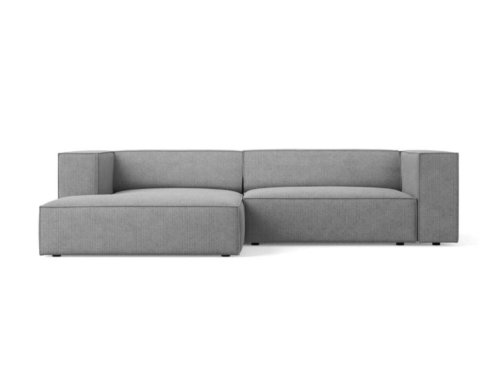 Cosmopolitan Design - Divano angolare sinistro "Arendal" 3 posti in ciniglia con effetto a coste grigio scuro 