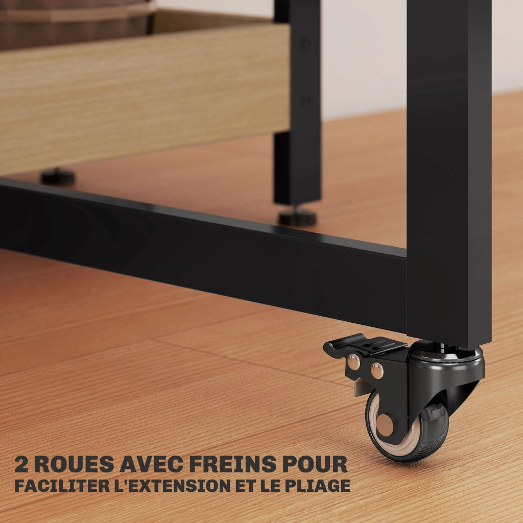 Tavolo da pranzo pieghevole con ruote ¨C zephmum ¨C quercia 120x60x75 cm