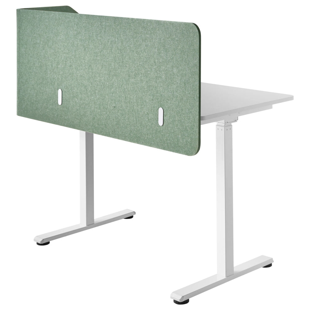 Parete divisoria angolare per scrivania Pannello in PET verde chiaro Morsetti di fissaggio in acciaio 120 x 60 x 50 cm Parete divisoria acustica Modulare Home Office
