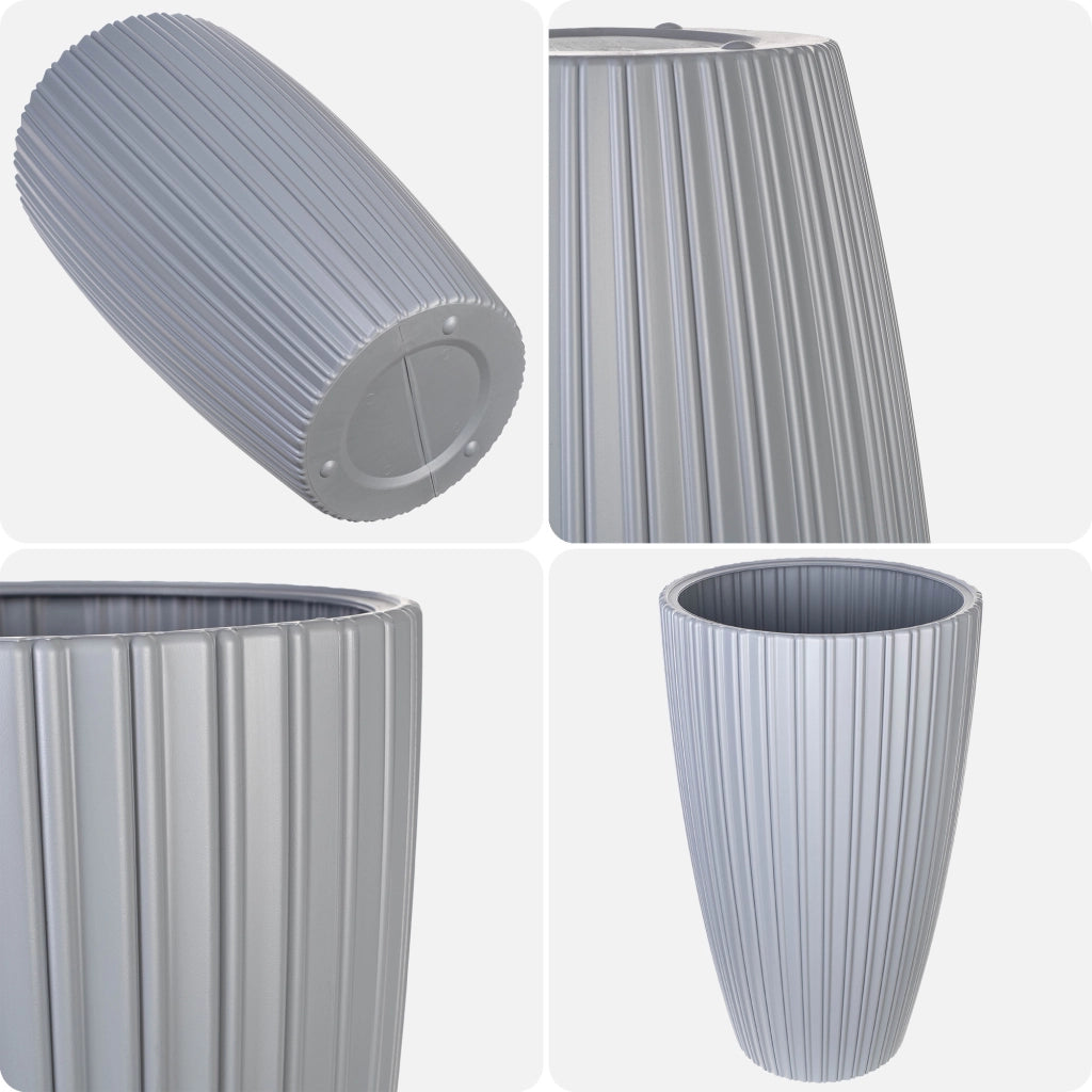 Vaso da fiori KADAX da 30 cm con coperchio e inserto, vaso in plastica grigio