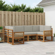 Set di divani da esterno 6 pz Naturale e Grigio Chiaro 3385497