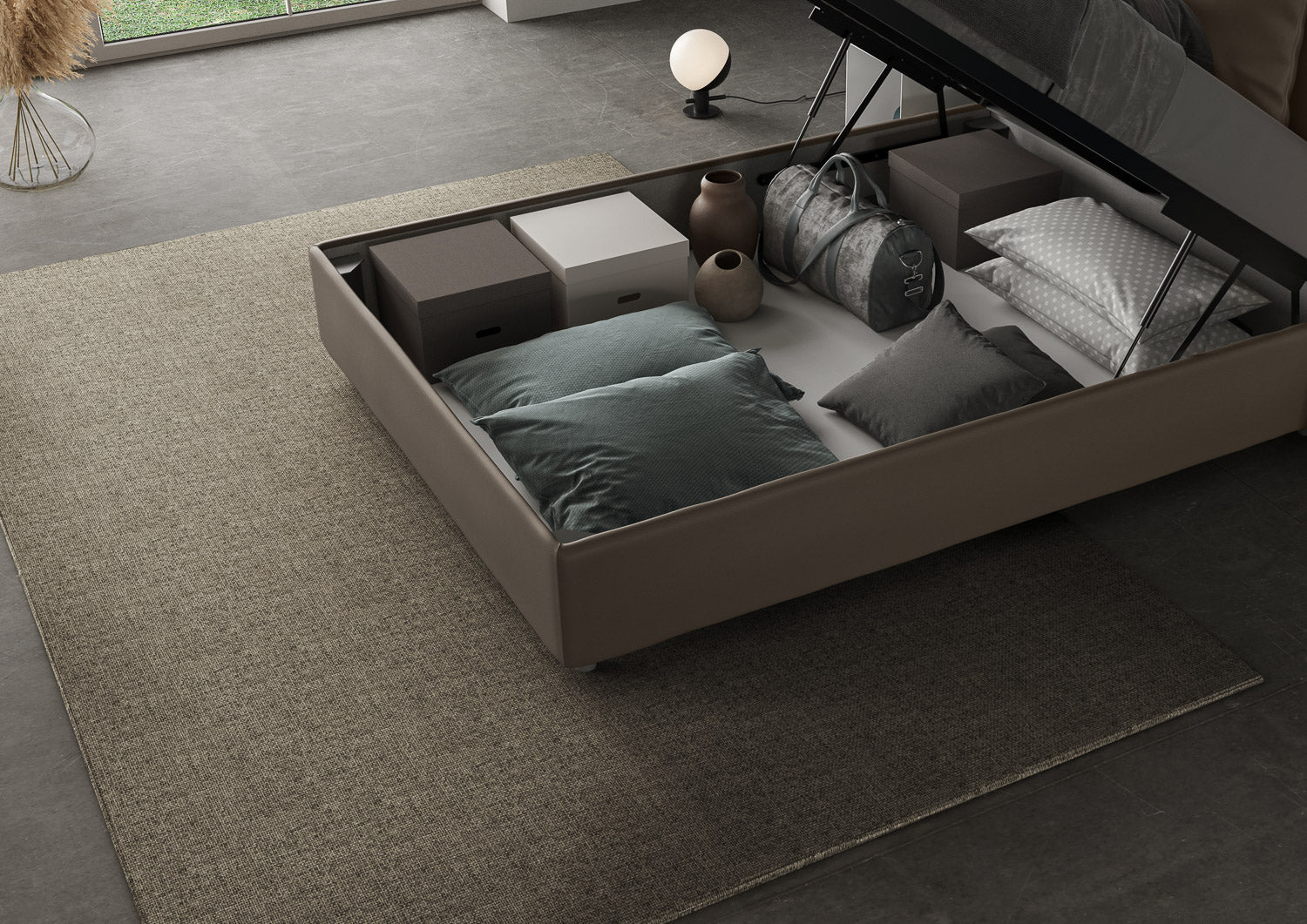 Letto 1 Piazza e Mezzo 130x190 cm con Rete Sunny Cappuccino