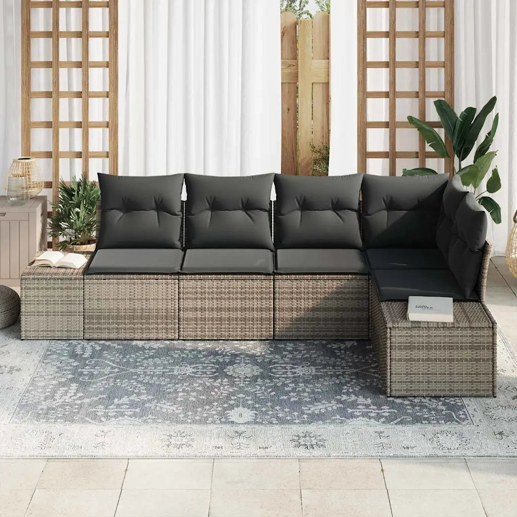 Set Divano da Giardino 5 pcs Grigio polyrattan 3347059