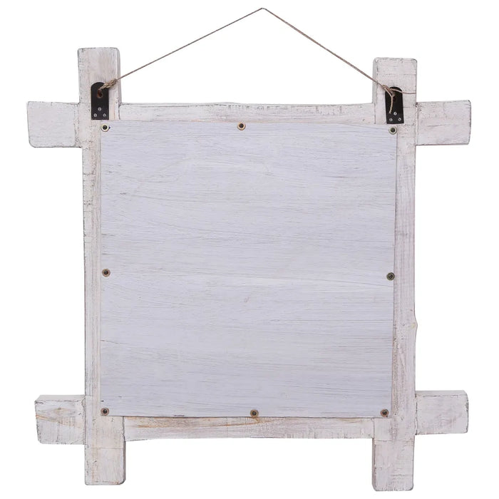 Specchio con Tronchi Bianco 70x70 cm Legno Massello di Recupero