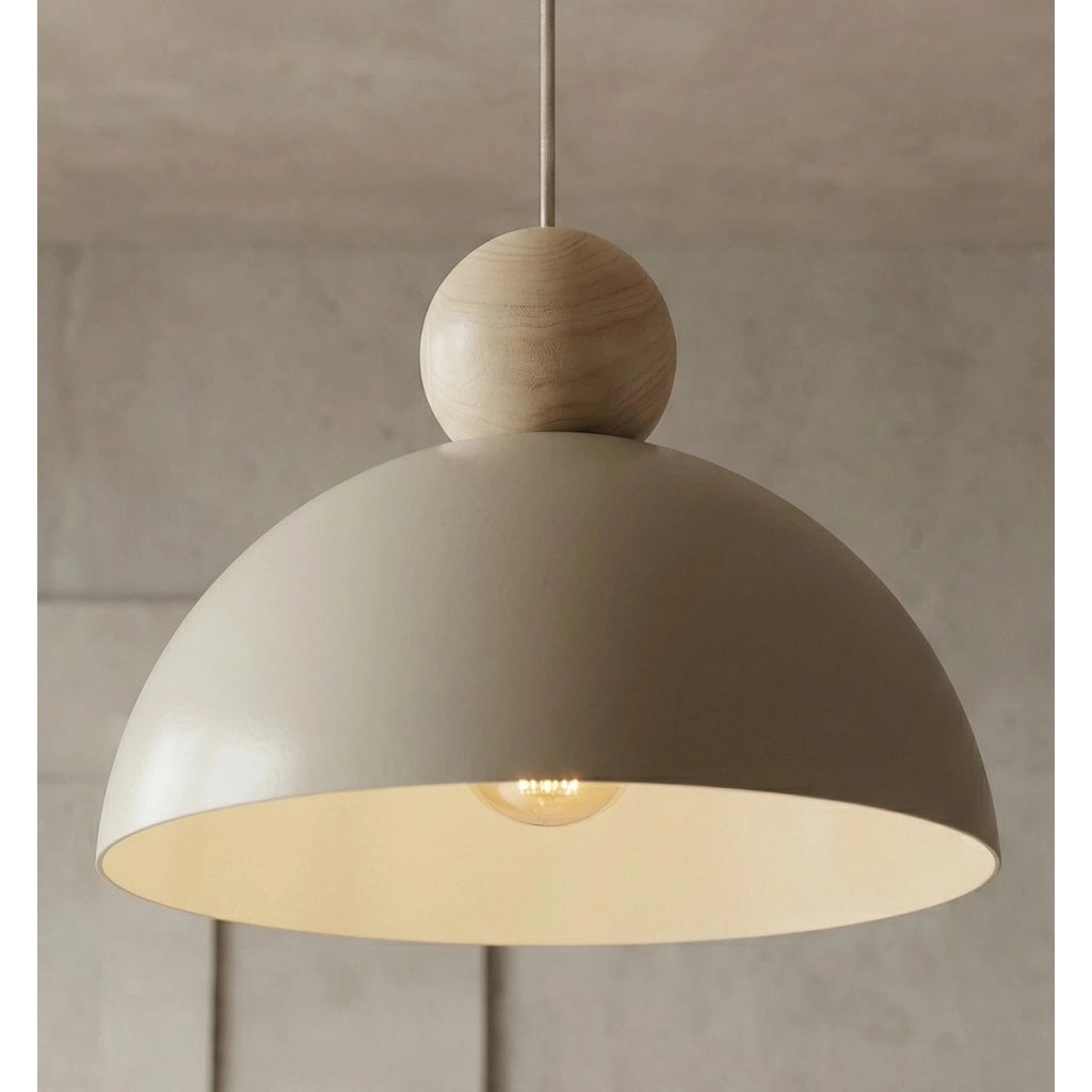 Lampada a sospensione Kaki in acciaio e legno mokka