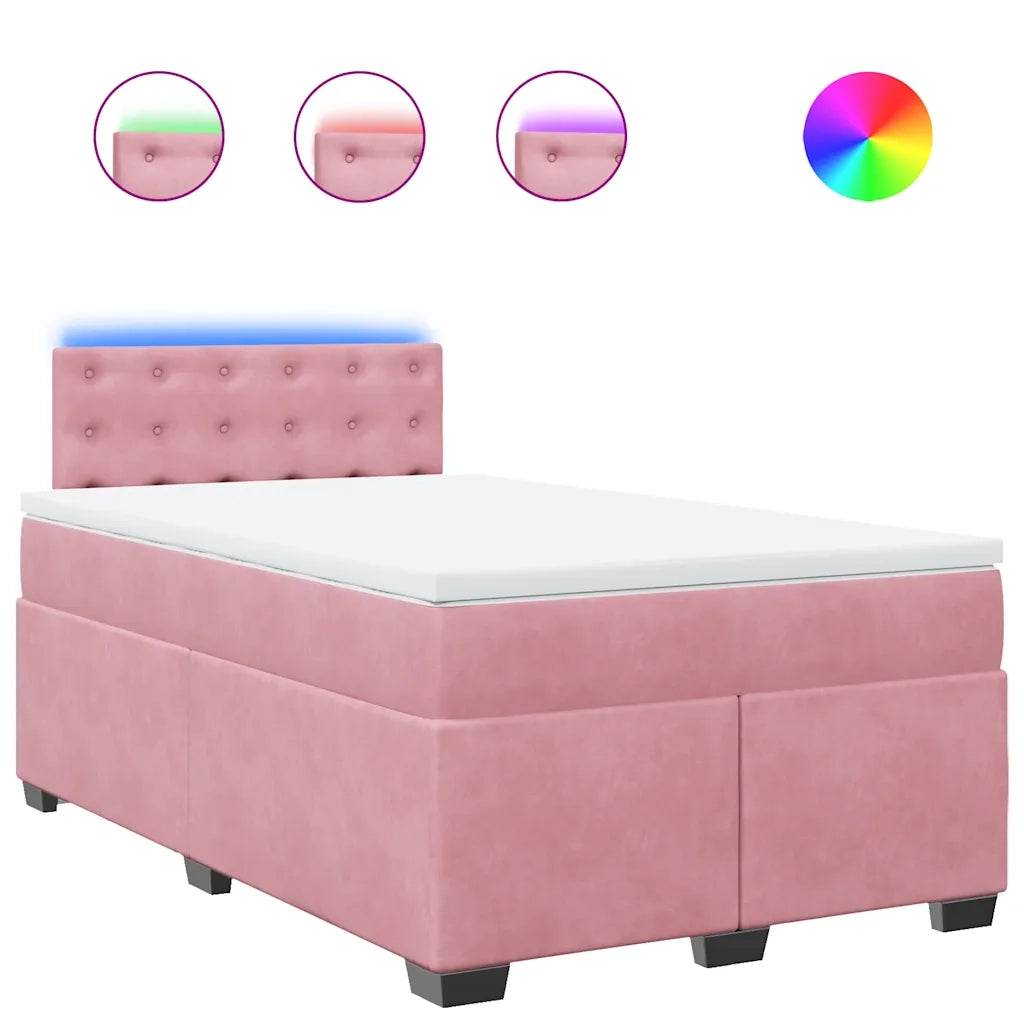 Giroletto a Molle con Materasso Rosa 120x190 cm in Velluto