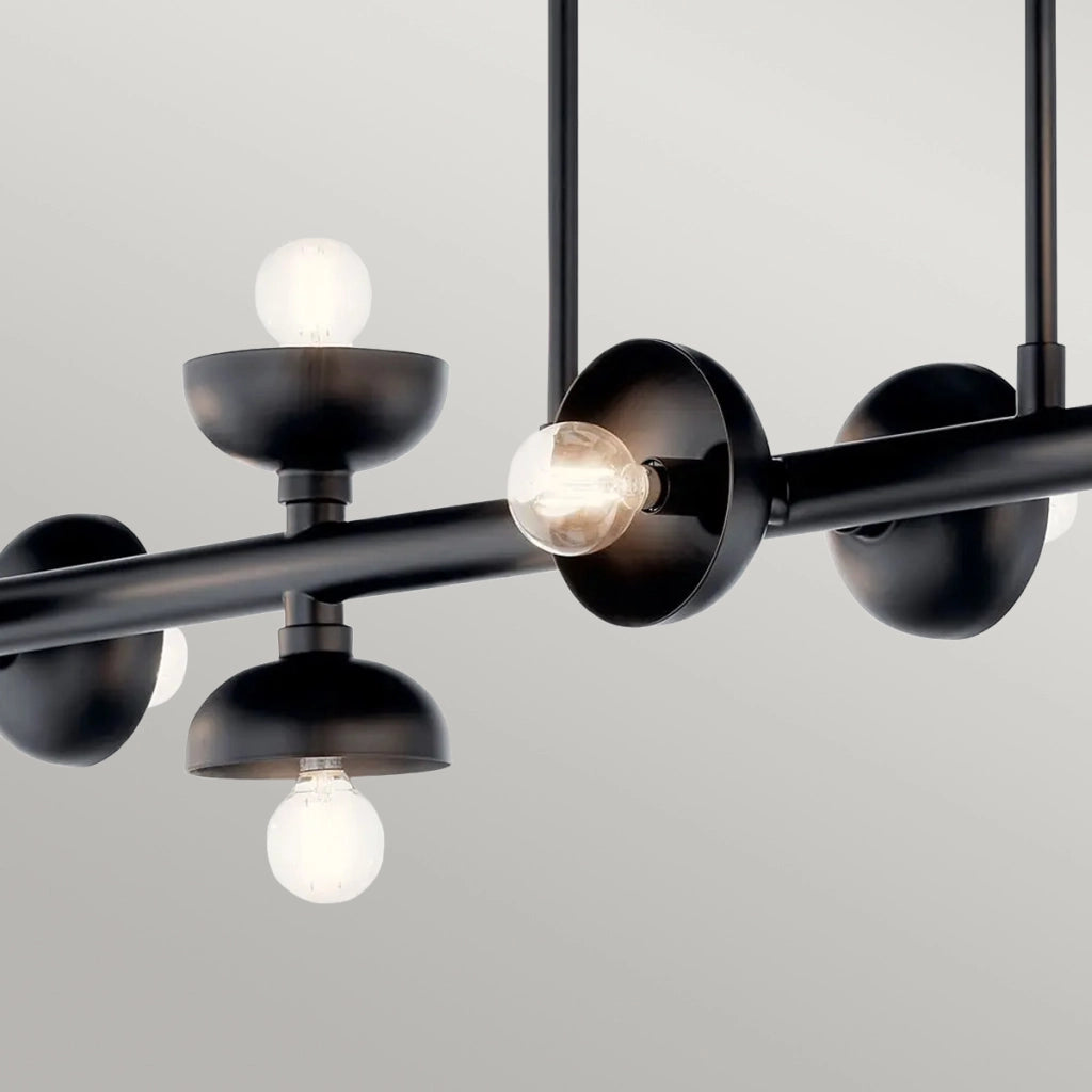 Lampada sospesa Palta loft nera 122cm 10xE14 Kichler
