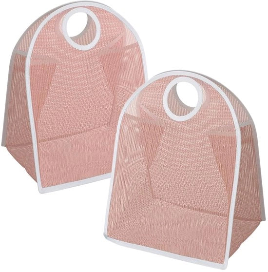 Set di 2 sacchetti di lavanderia in nylon pieghevoli, sacchetti per la spazzatura, sacchetti da lavanderia portatili