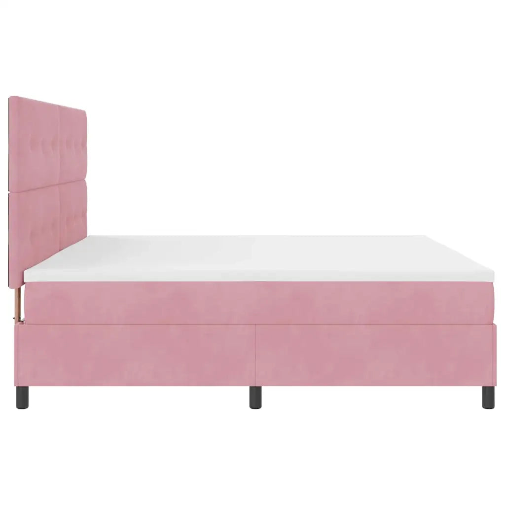 Letto a Sorgente LED con materasso Rosa 200 x 200 cm Velluto 3343339