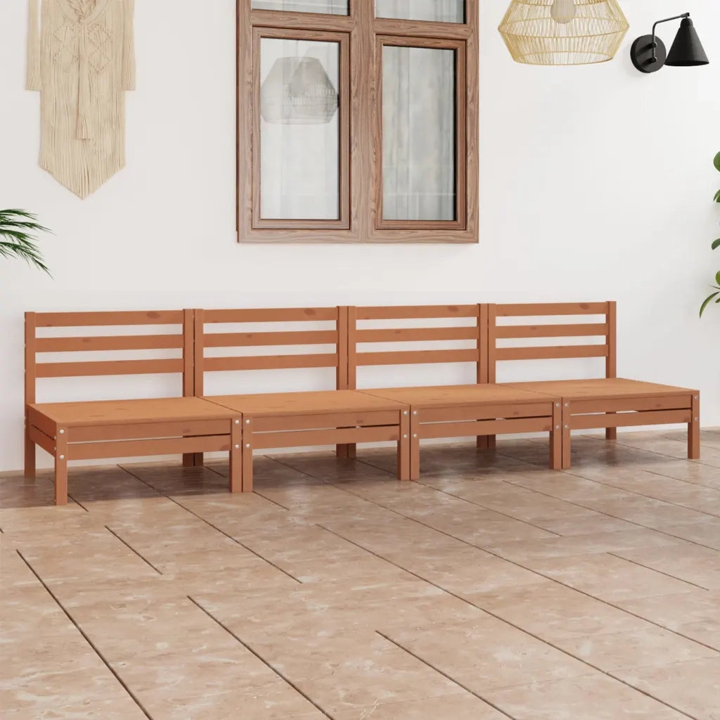 Set Salotto da Giardino 4pz Marrone Ambra Legno Massello Pino 3082485