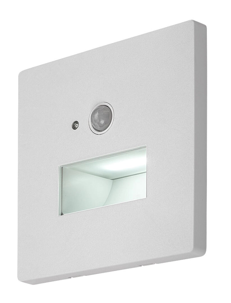 Segnapasso LED incasso Lunca bianco quadrato PIR Rabalux