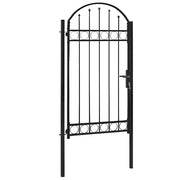Cancello per Recinzione ad Arco in Acciaio 100x250 cm Nero