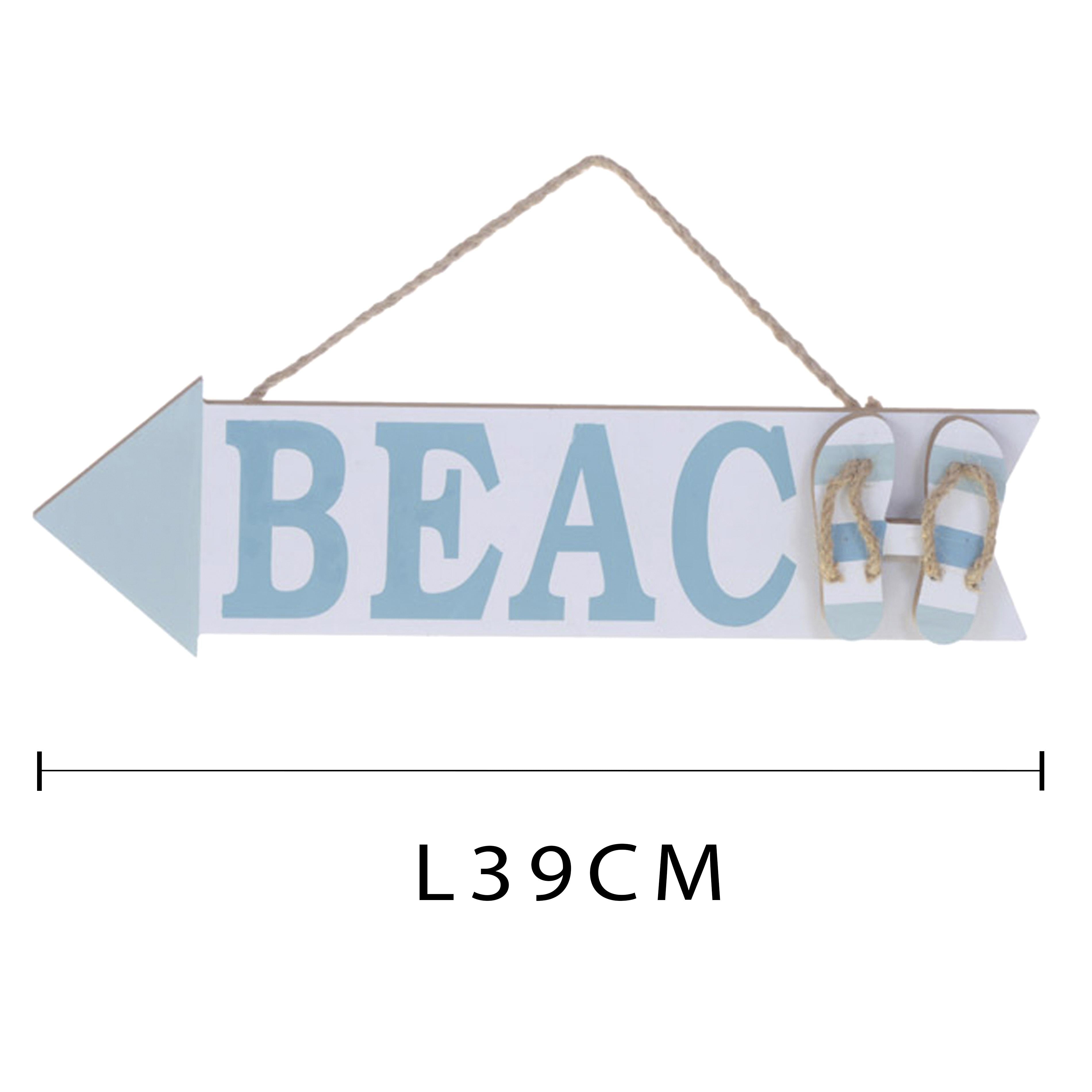 Set 3 Cartelli a Forma di Freccia con Scritta Beach Larghezza 39 cm