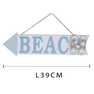 Set 3 Cartelli a Forma di Freccia con Scritta Beach Larghezza 39 cm
