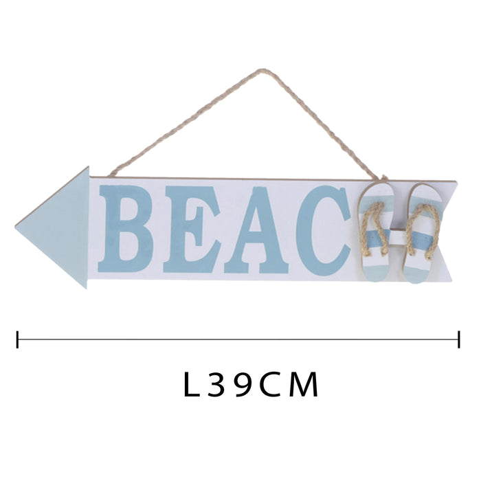 Set 3 Cartelli a Forma di Freccia con Scritta Beach Larghezza 39 cm
