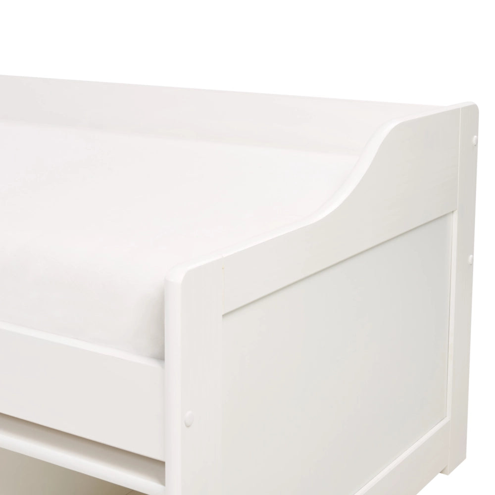 Letto singolo per bambini con contenitore in legno bianco 90 x 200 cm cameretta