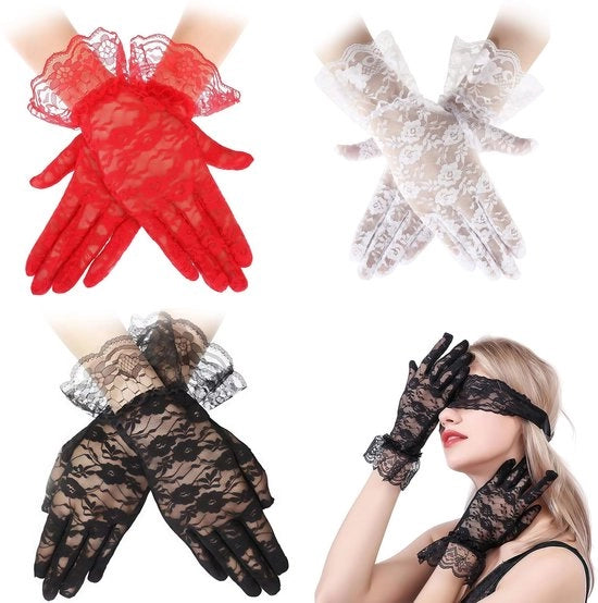 Manopole per donna in set da 3 pezzi, con cernita, per feste di Halloween, matrimoni gotici, funerali, cosplay, multicolore, unico modello