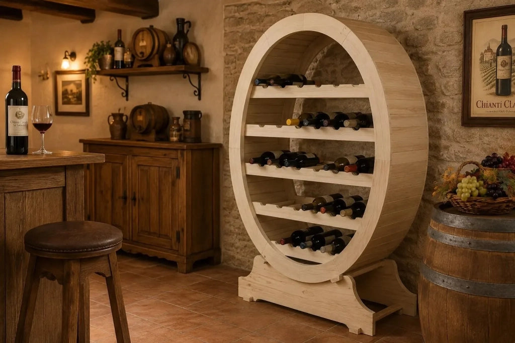 Portabottiglie in legno classico grezzo l.79 p.31 h.123 (1211) - Mobili 2G
