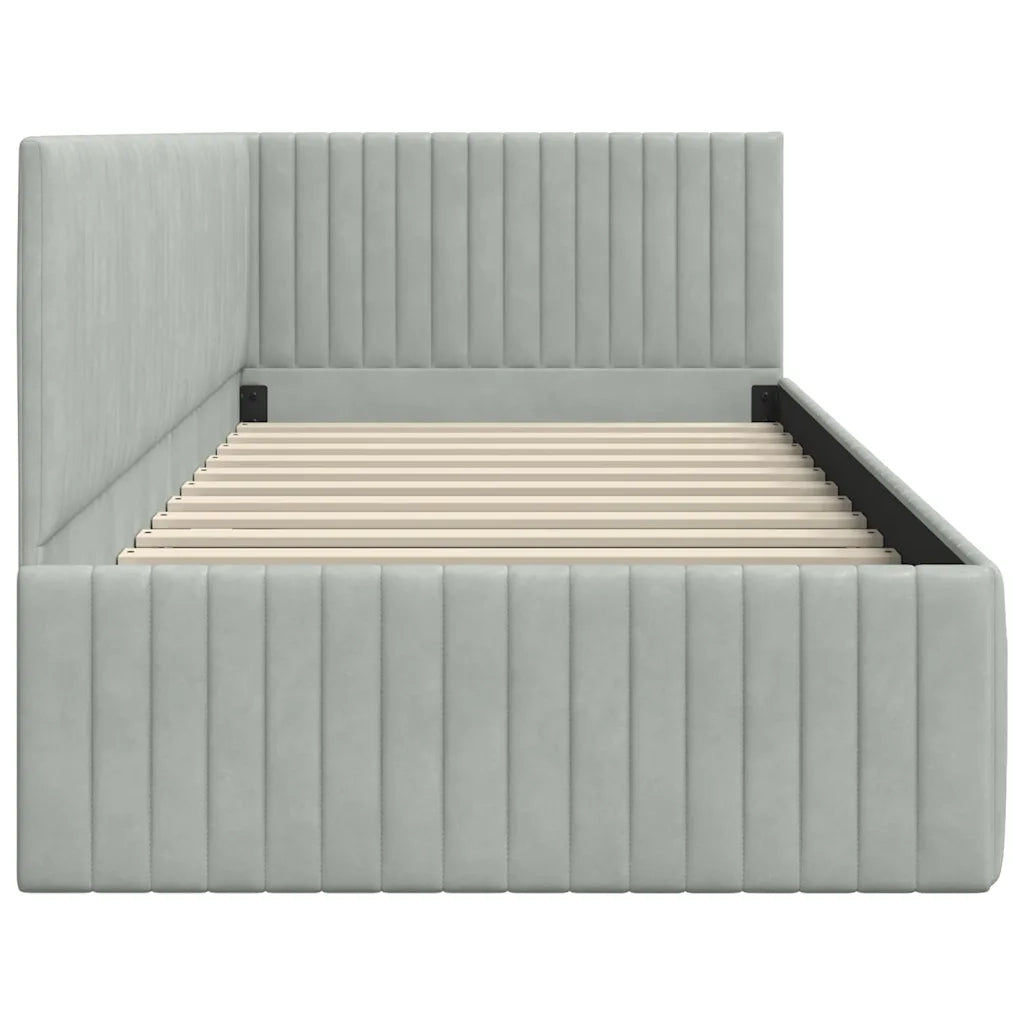 Cornice del letto ad angolo Grigio chiaro 90 cm x 190 cm