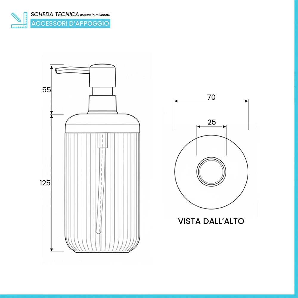 Dispenser sapone rosa in plastica rigida cannettata Arizona