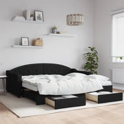 Divano Letto Estraibile con Cassetti Nero 90x190 cm in Tessuto 3197578