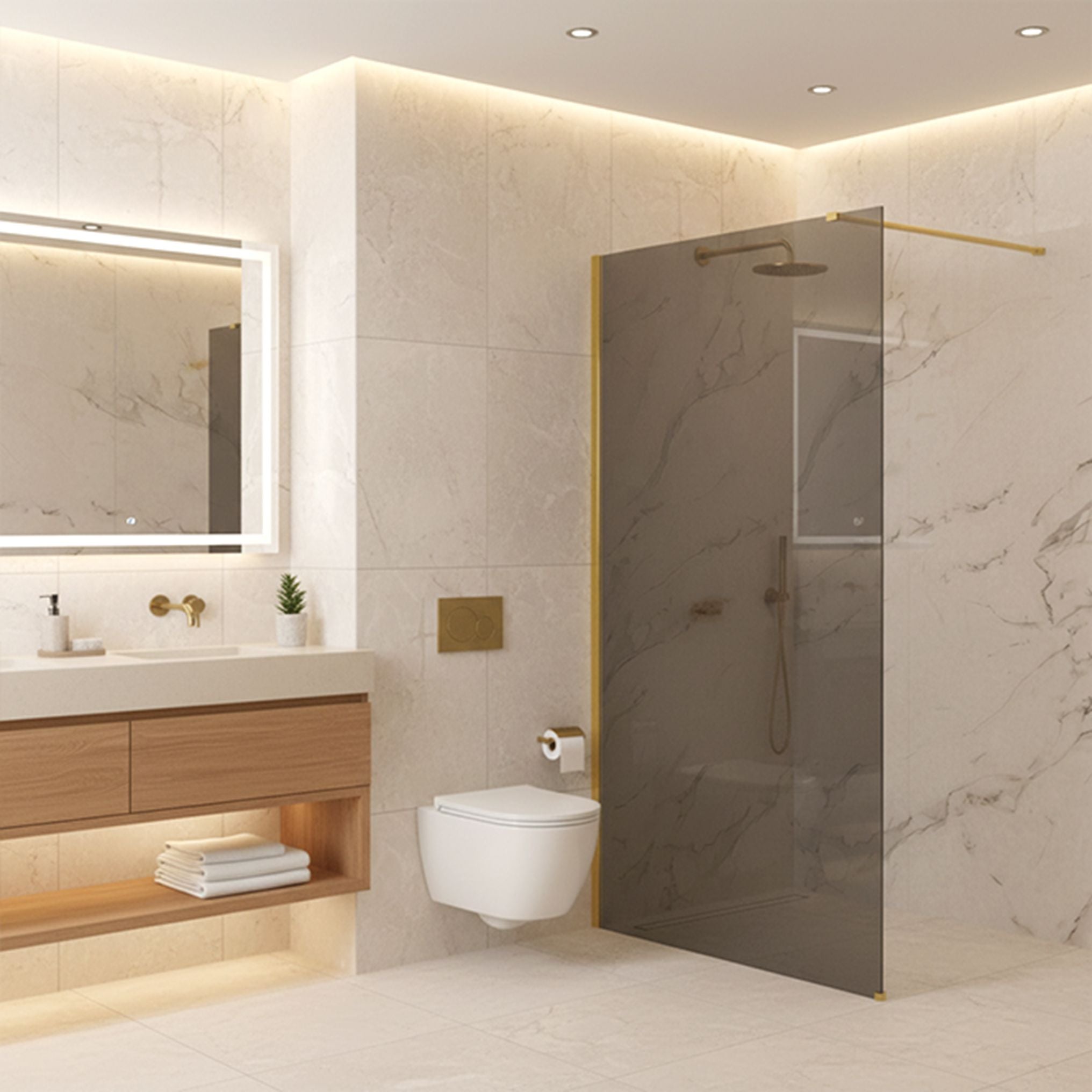 Parete Doccia Rea Flexi Grey / Gold 80