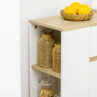 Buffet Mobile da Stoccaggio con 2 Cassetti 3 Mensole Aperte e Mobile con 2 Ante, 110 x 29,5 x 82 cm, Bianco