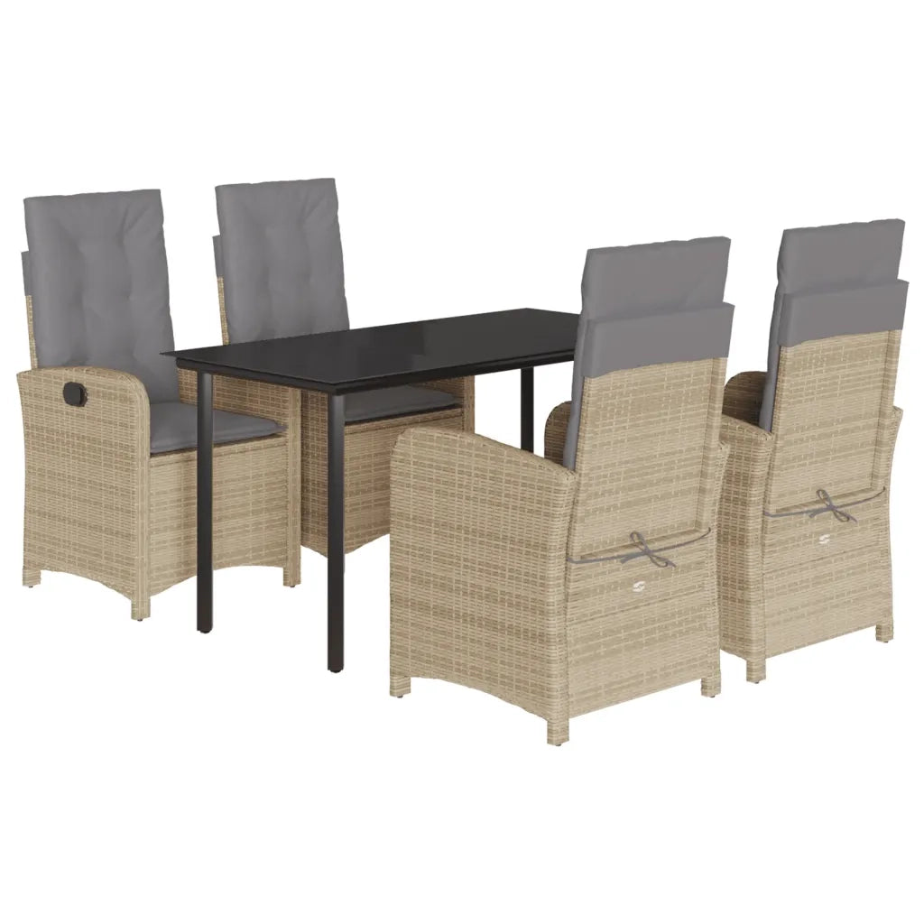 Set Pranzo da Giardino 5 pz con Cuscini Beige Misto Polyrattan 3212403