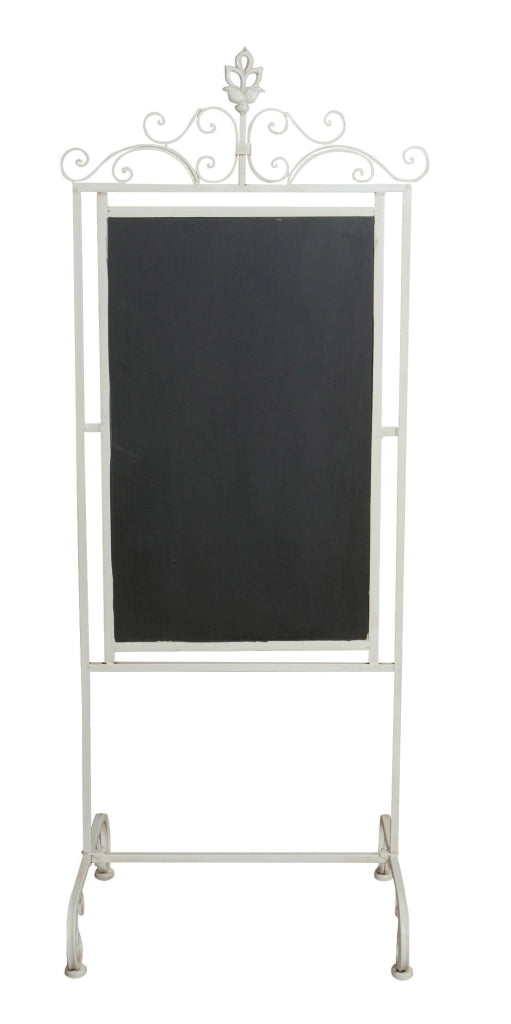 Biscottini Lavagna da terra in ferro battuto. Finitura bianco antico L52XPR40XH133 cm