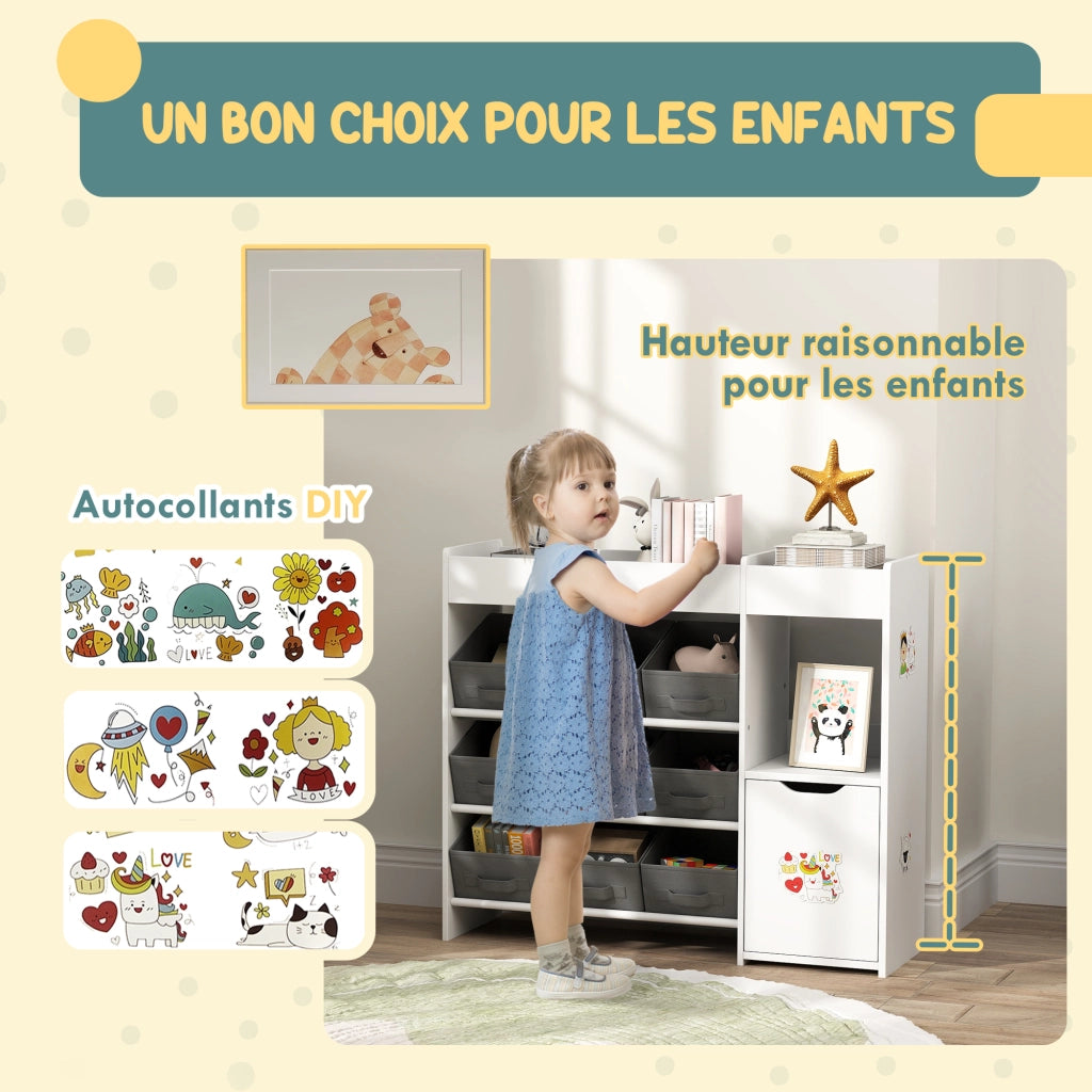 Mobile per bambini con 9 cassetti e armadio ¨C zephmum ¨C bianco