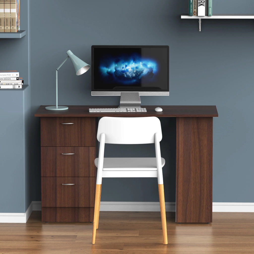 Scrivania con cassetti e ripiani ¨C Minimal ¨C 120x50 cm, noce