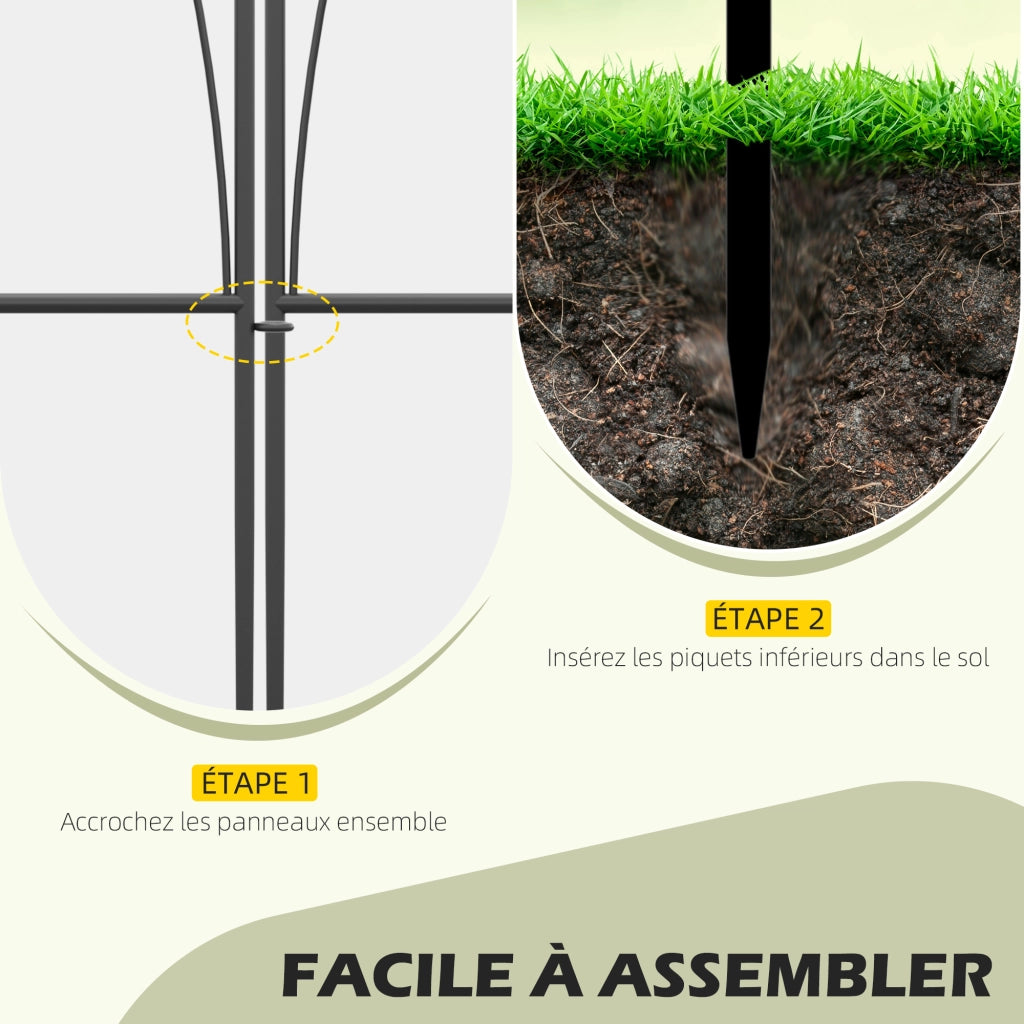 Recinzione decorativa per giardino ¨C zephmum ¨C 5 pezzi, metallo, nero, 305x62 cm
