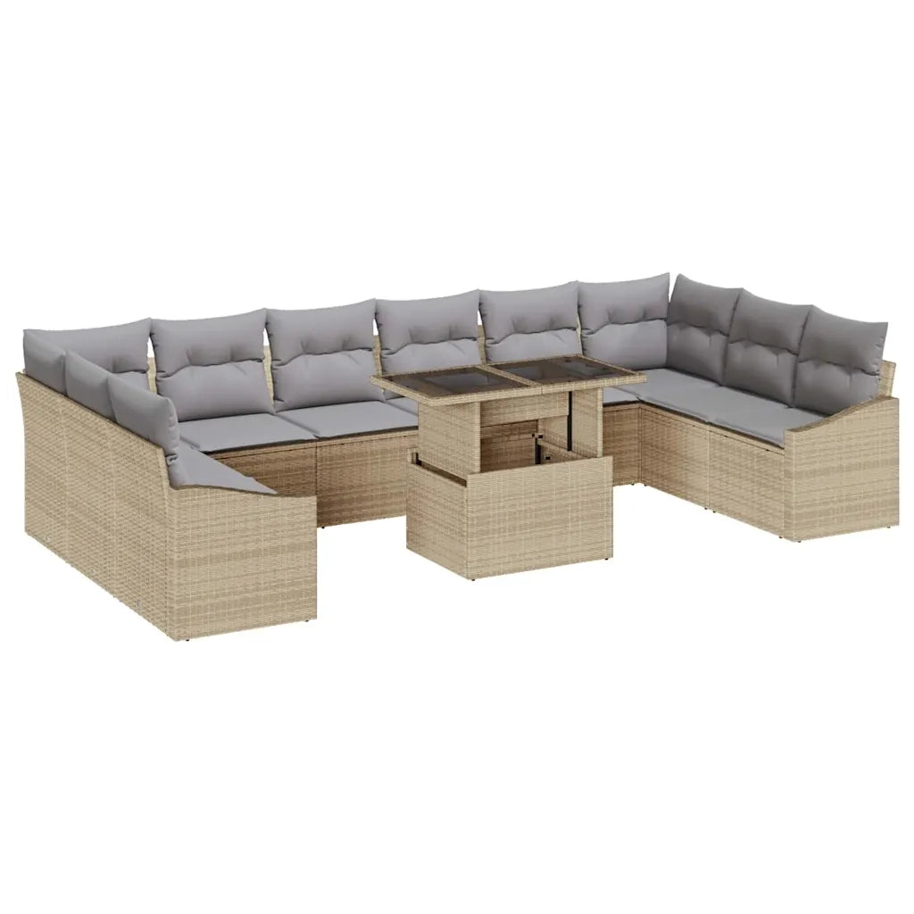 Set Divano da Giardino con cuscino 11 pcs Beige e Grigio Chiaro