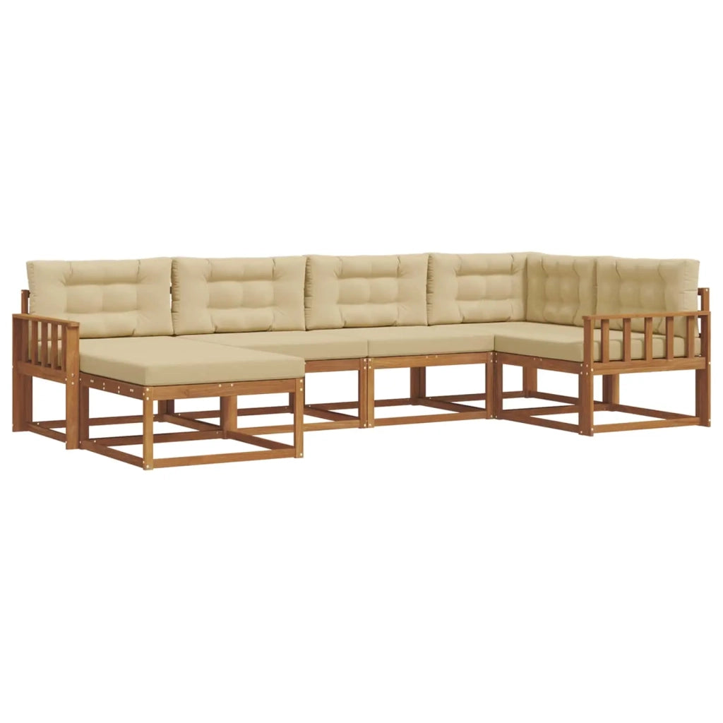 Set di divani da esterno con cuscino 6 pcs Naturale e Beige 3367821