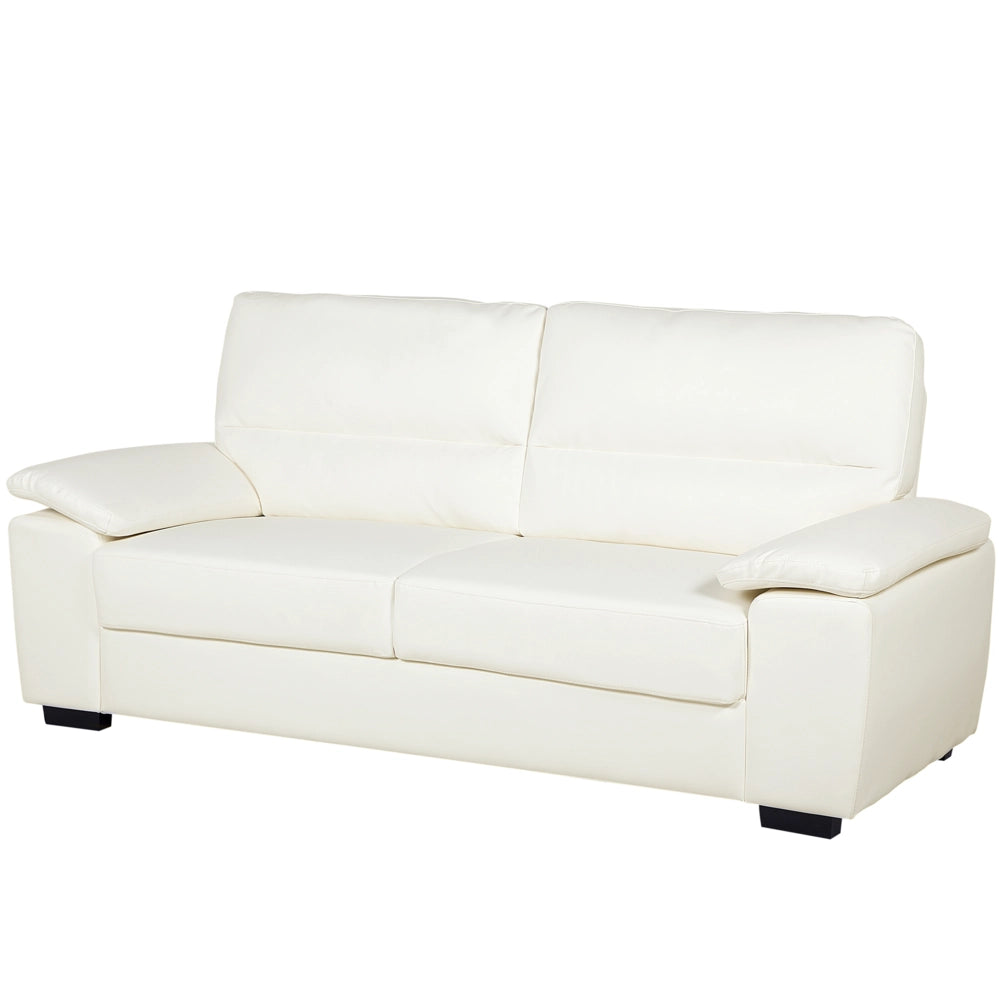 Divano da soggiorno in ecopelle a 3 posti color bianco sporco sofa moderno
