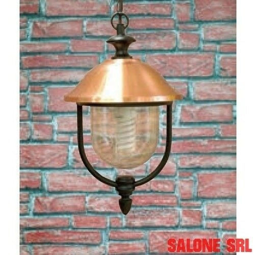 LANTERNA APPLIQUE LAMPADA COPPER CON CATENA  IN ALLUMINIO NERO E RAME PER LAMPADE DA 60W