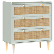 Cassettiera design boheme in rotino con 3 cassetti ¨C zephmum ¨C verde oliva