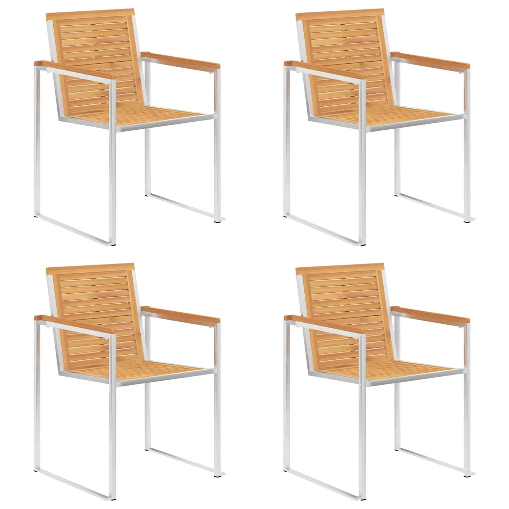 Sedie da Giardino con Cuscini 4 pz in Legno Massello di Teak 3078554