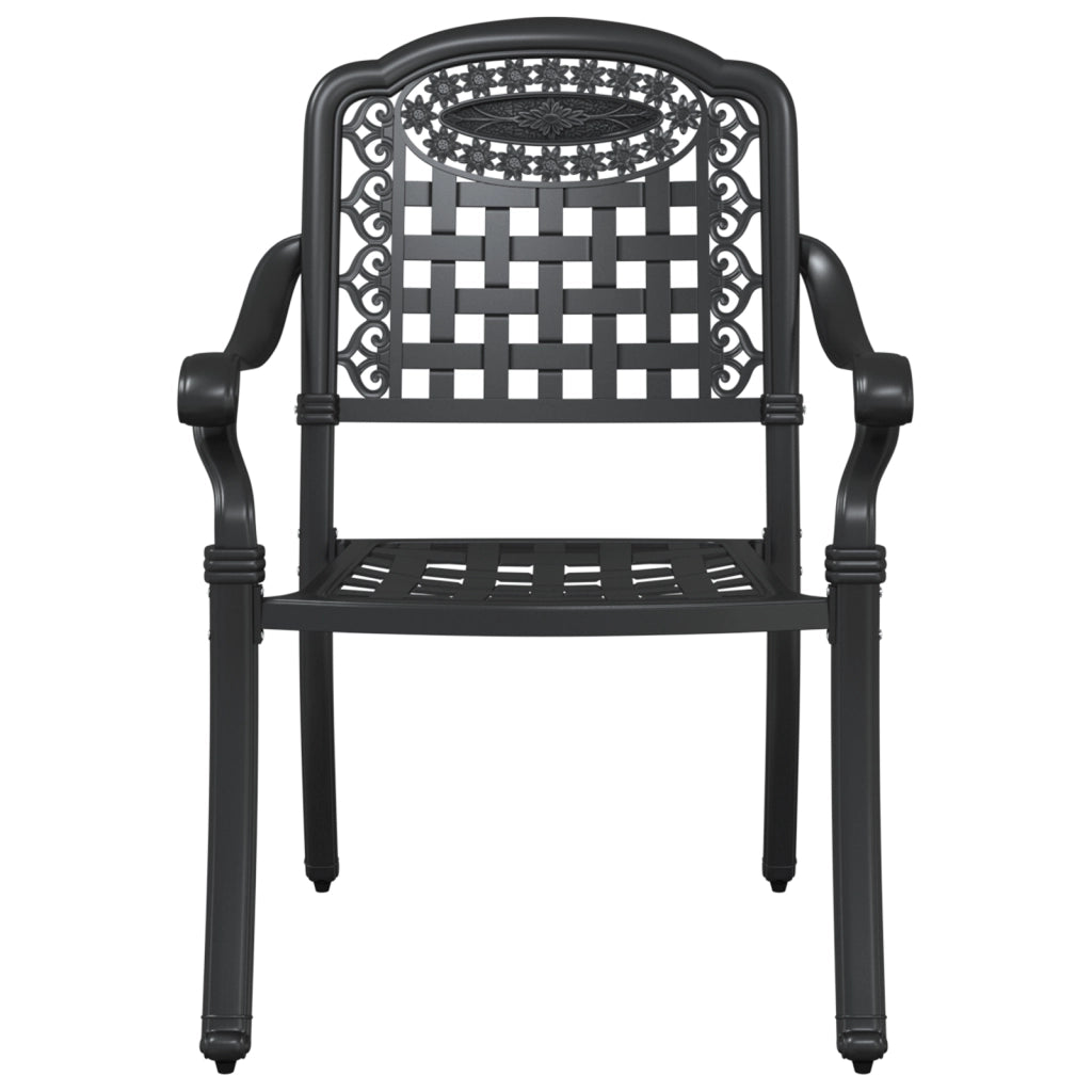 Set da pranzo da giardino 5 pezzi in alluminio pressofuso nero