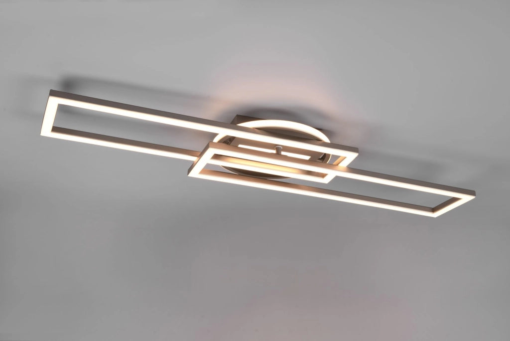 TWISTER PLAFONIERA LED 30W 4500lm, 2700 - 6000K RETTANGOLARE ACCIAIO ORIENTABILE CON BASE ILLUMINATA ROTONDA CON TELECOMANDO MULTIFUNZIONE L. 90CM DIMMERABILE