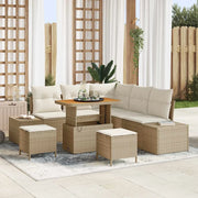 Set Divano da Giardino con cuscino 8 pcs Beige polyrattan