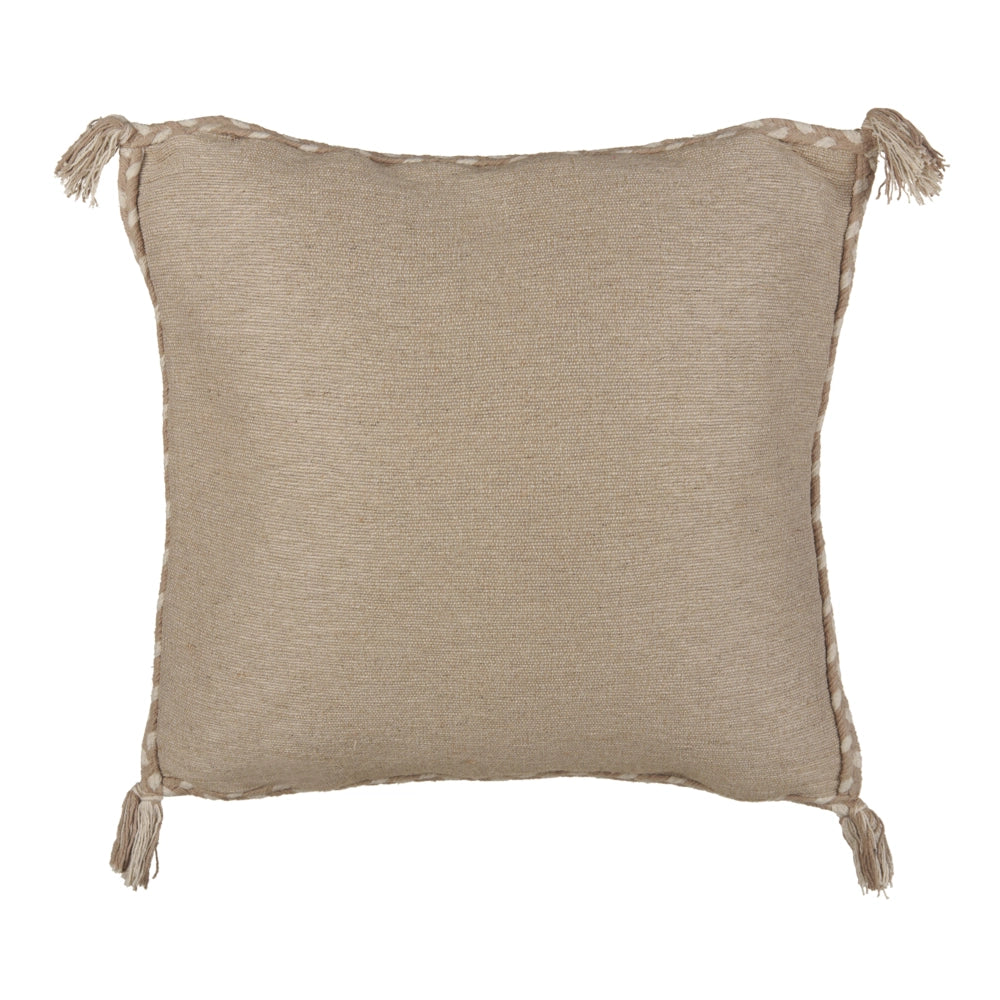 Set di 2 cuscini in iuta con imbottitura sfoderabile e nappe decorative a tinta unita beige 45 x 45 cm Accessori decorativi boho