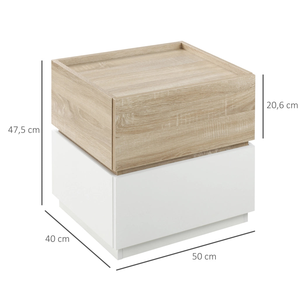 Comodino con 2 cassetti ¨C zephmum ¨C bianco e naturale