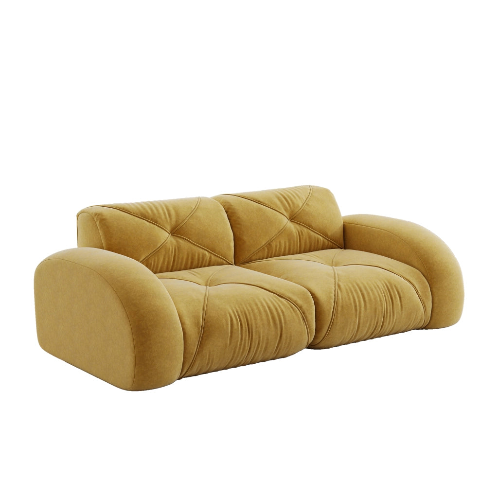 Divano modulare senza struttura 2 posti in ciniglia gialla 204x95x76 cm
